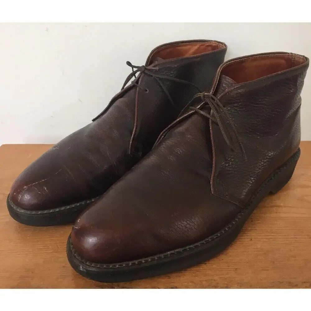 Vtg Forward Thrust Cush-N-Crepe Brown Leather Lace Up Chukka Ankle Boots 8E 41
